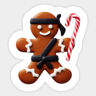 Funny Ninja Gingerbread Man Cookie Candy Cane Sword Sticker